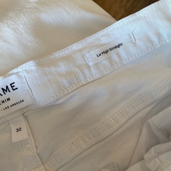 FRAME Le High Straight Blanc white jeans raw hem. Size 32 - Picture 15 of 16